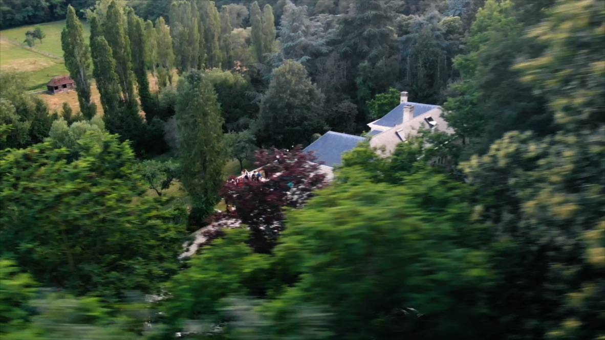 Vue aérienne villa nichée forêt domaniale Versailles